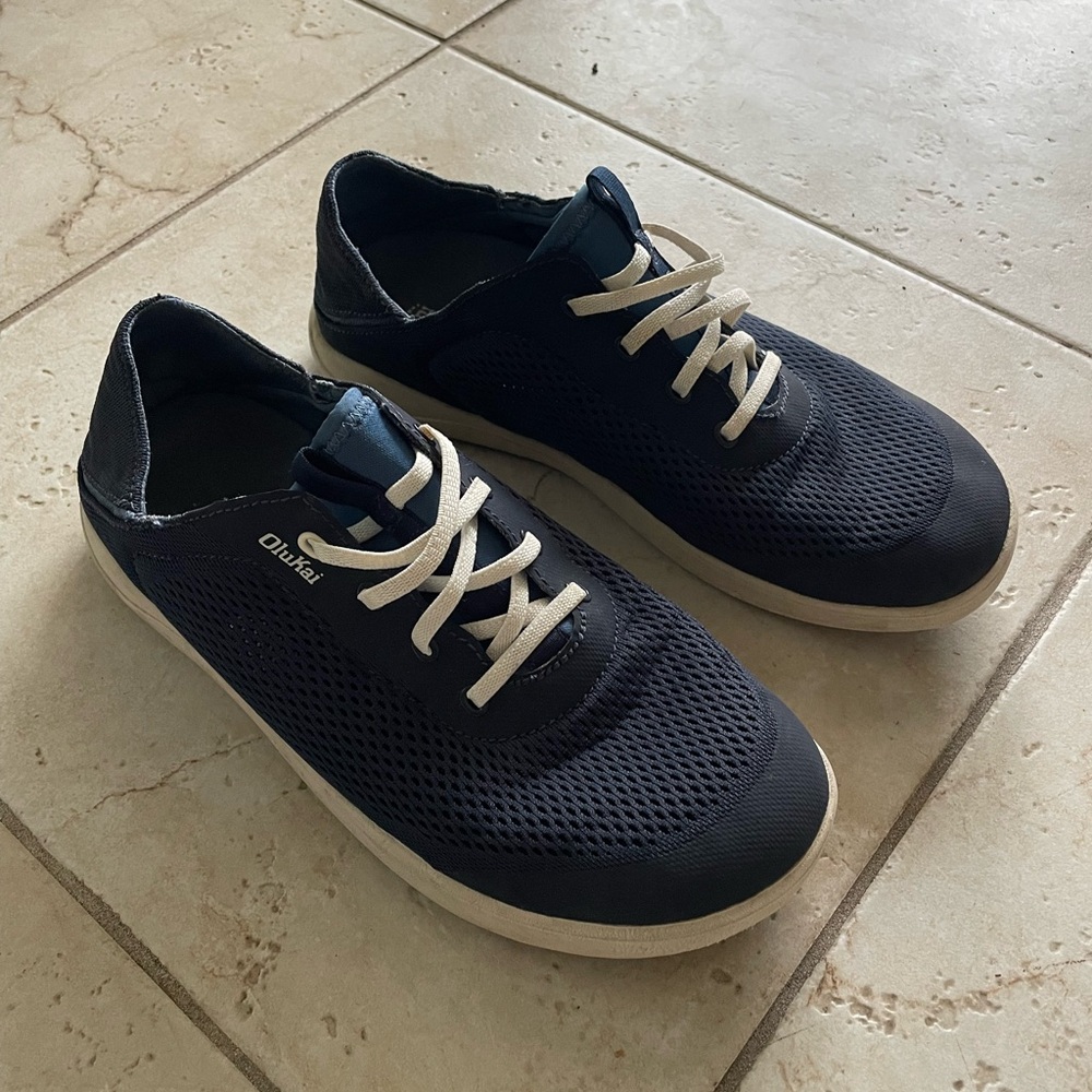 OluKai Nohea Moku Mens Navy Blue Mesh Boat Shoes Sneakers Size 12